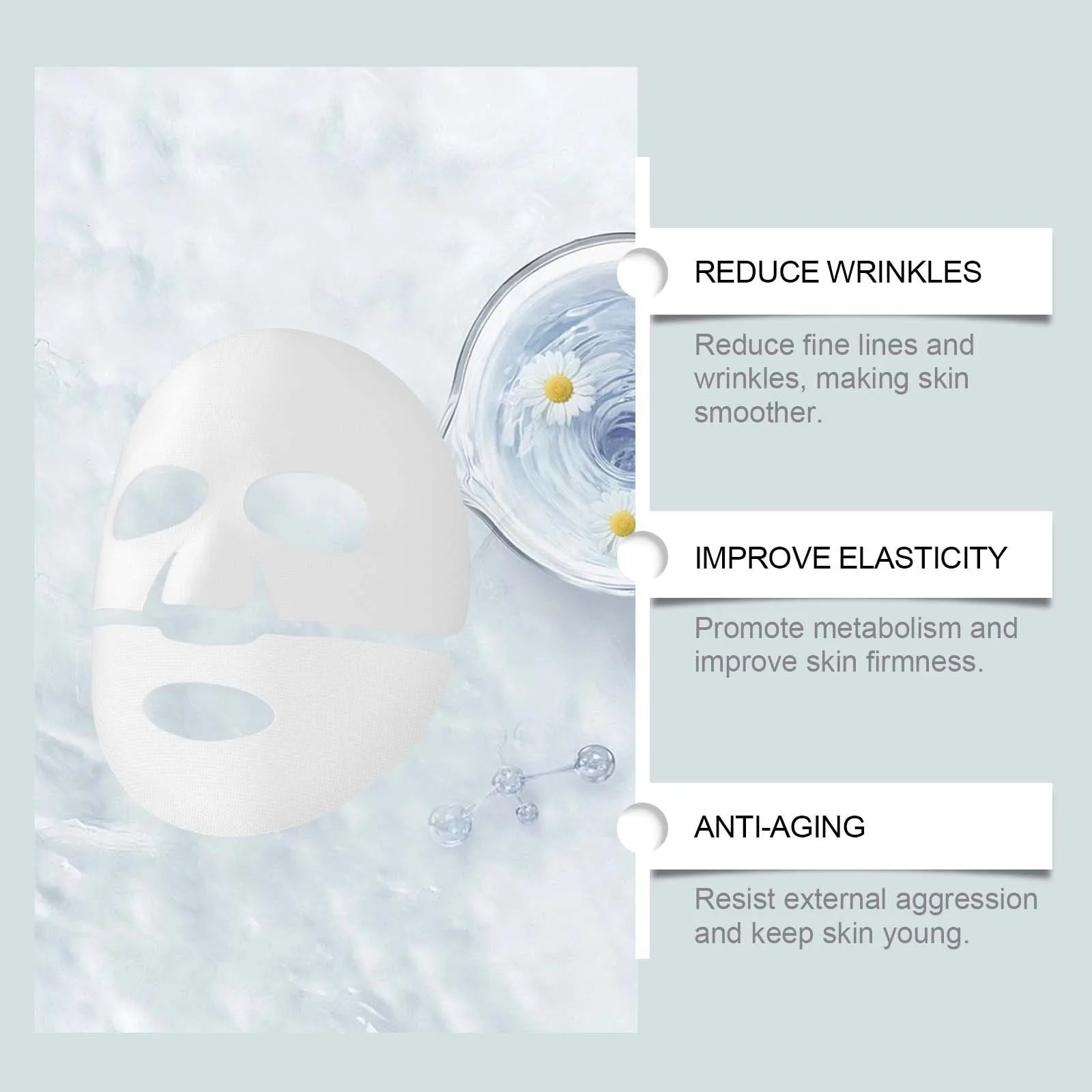 Collagen Face Mask Hydrating Shrinking Pores Fade Fine Lines Moisturizing Refreshing Hyaluronic Acid Sheet Mask Korean Skin Care Peaceful Pleasures Health and Wellness