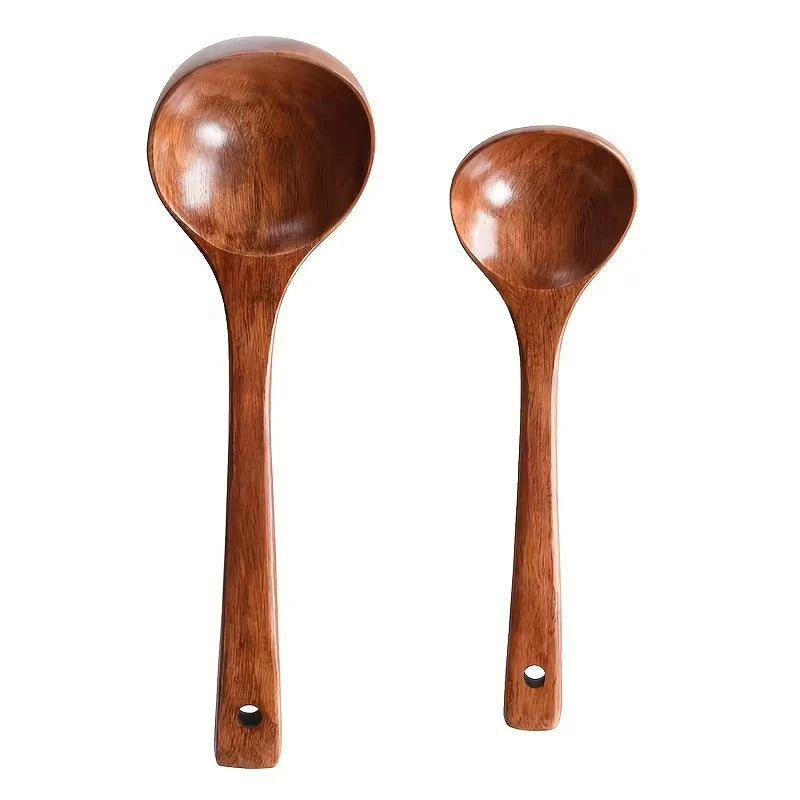 Non-Stick Solid Wood Cooking Spoon & Soup Ladle