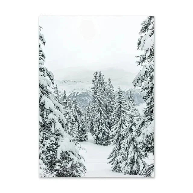 Christmas Deer & Squirrel Snow Scene Canvas Wall Art Print