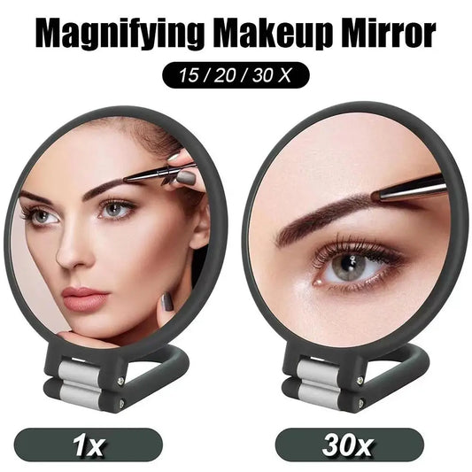 Double-Sided Magnifying Mirror 15x/20x/30x | Foldable Travel Magnifying Makeup Mirror Peaceful Pleasures Health and Wellness