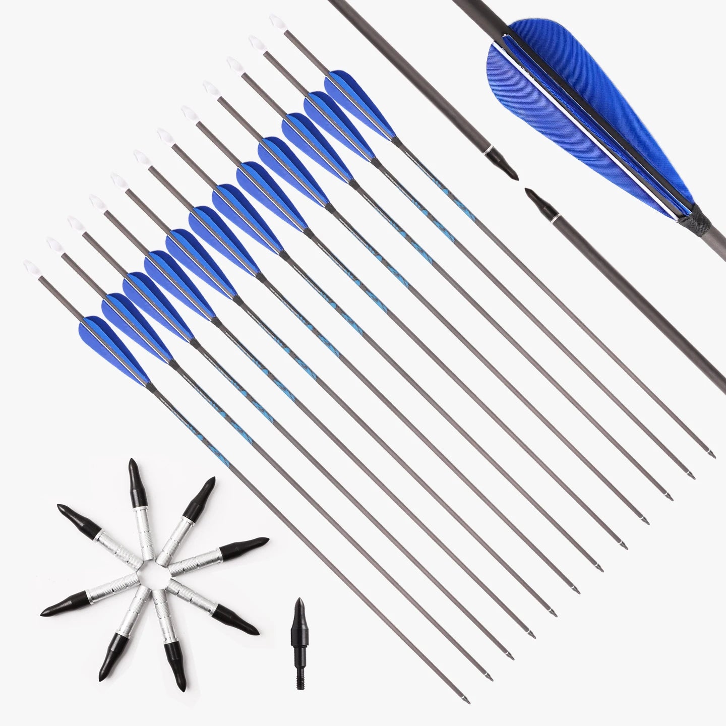 6 12 Shooting Arrow ID6 2 Pure Carbon Rod Blue True Feather Hunting