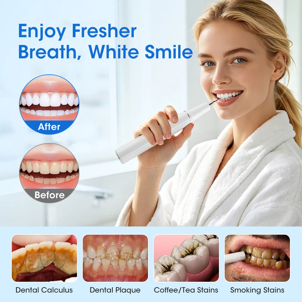 NEW Ultrasonic Electric Tooth Cleaner Dental Scaler 5 Modes IPX6 Rechargeable Plaque Remover for Home Travel Oral Braces Care Peaceful Pleasures Health and Wellness