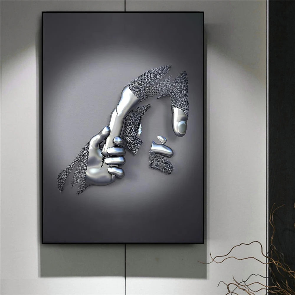 Abstract Couple Portrait Canvas Wall Art | Nordic Pop Print