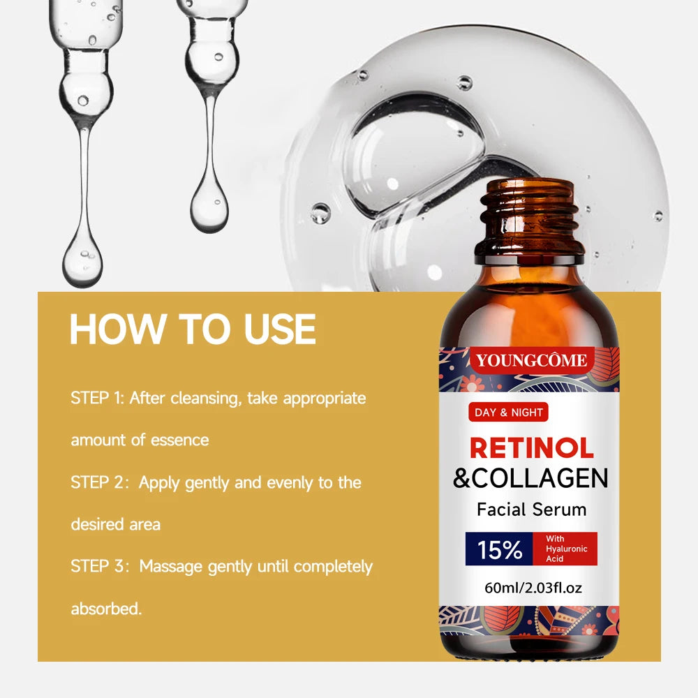 Retinol Collagen Facial Serum with Hyaluronic Acid - Daily Hydrating Skin Care for All Skin Type Peaceful Pleasures Health and Wellness