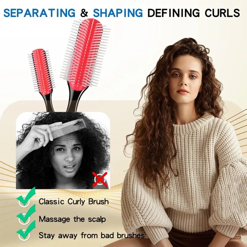 9-Row Detangling Hair Brush & Scalp Massager | Curly & Straight