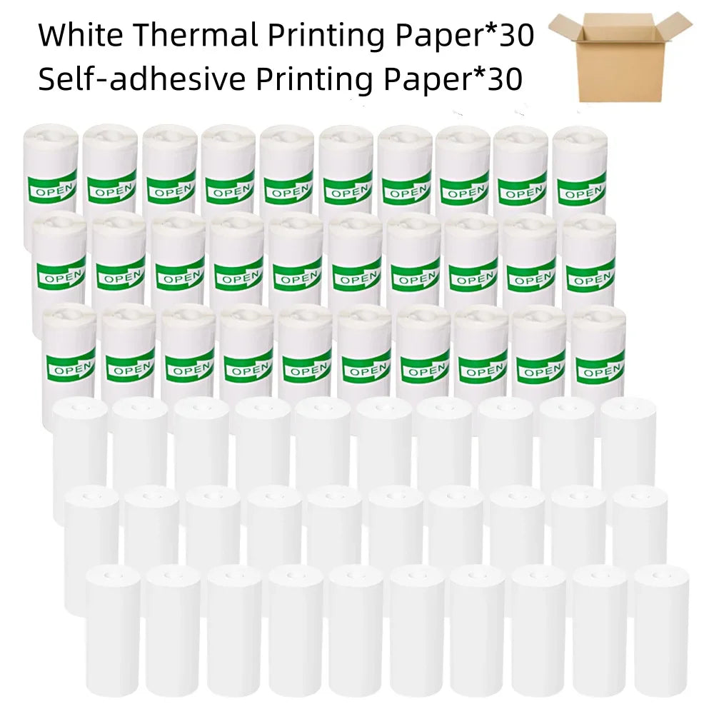 60 Rolls 57mm Thermal Self-Adhesive Label Paper for Mini Printer