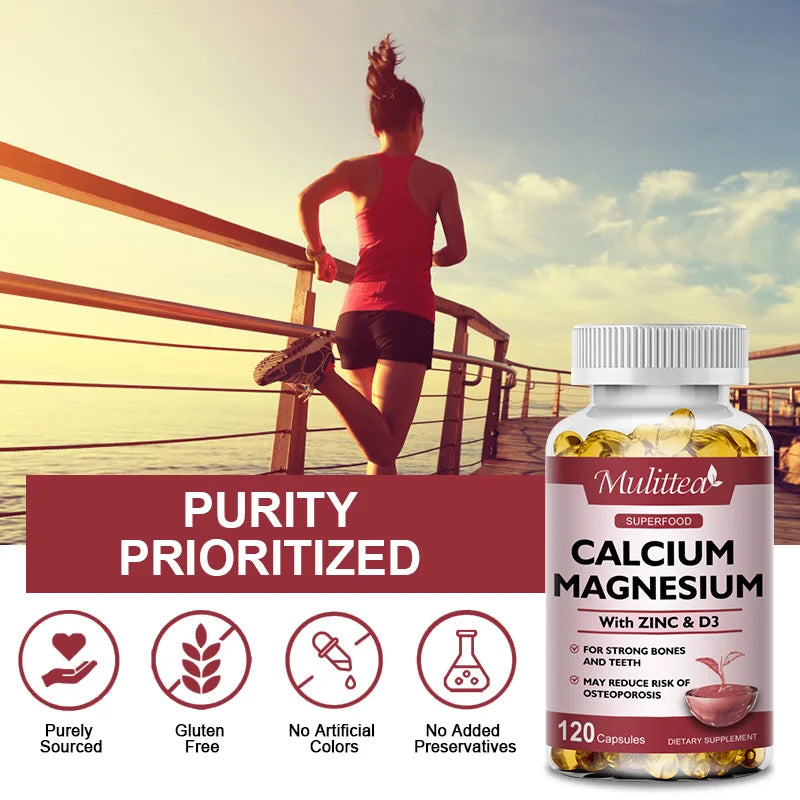 Calcium Magnesium Zinc + Vitamin D3 Softgels – Bones, Teeth, Heart & Immunity | 60 Count Peaceful Pleasures Health and Wellness