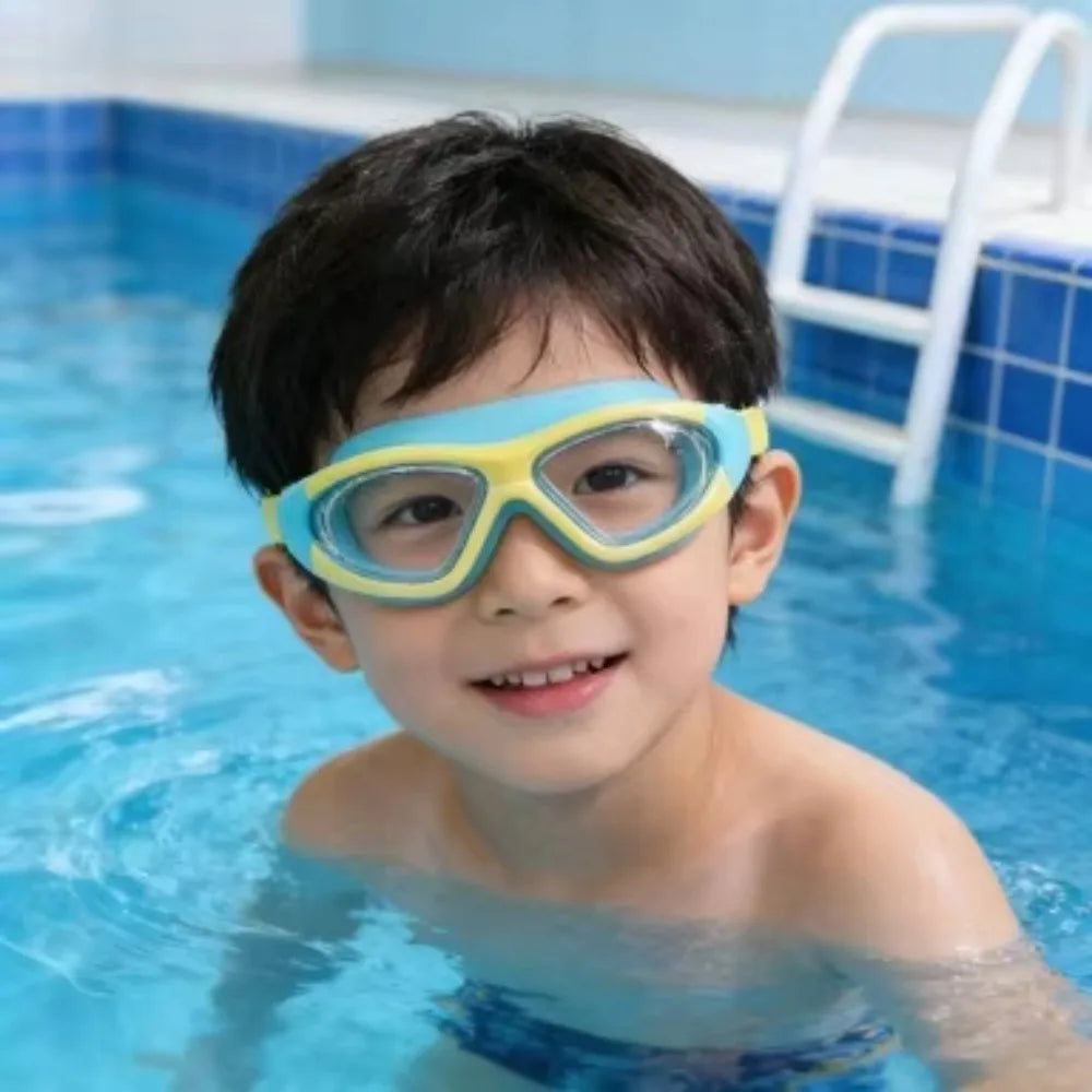 High-definition Children's Waterproof and Anti Fog Swimming Large Frame Glasses Convenient Goggles Silicone Connected Earplugs Peaceful Pleasures Health and Wellness