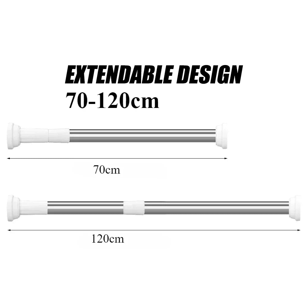 No-Drill Tension Shower Curtain Rod | Adjustable Steel Pole