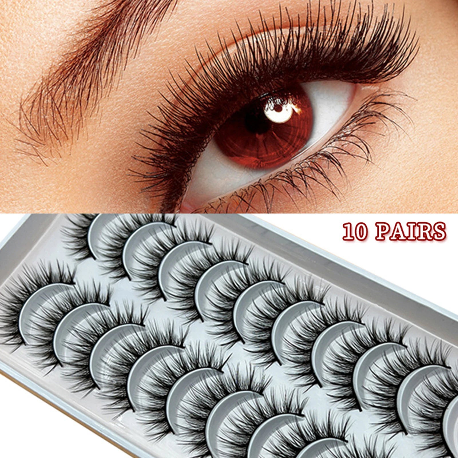 10 Pairs Natural Fluffy False Eyelashes Wispy Lashes 3D Volume Strip Lashes D Curl Fake Eyelashes with Clear Band Eye Lashes Peaceful Pleasures Health and Wellness