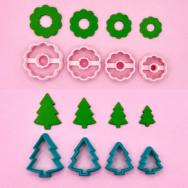 Christmas Tree & Wreath Polymer Clay Cutters – 4pc DIY Set