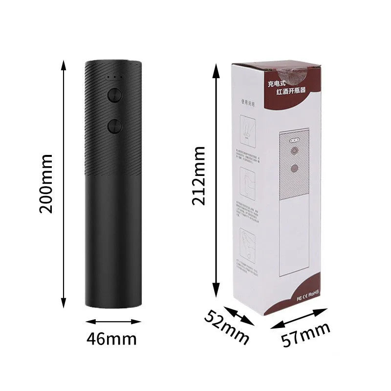 Automatic Wine Bottle Opener USB Rechargeable Electric Wine Corkscrew Opener One-click Button Wine Tools Bar Kitchen Products Peaceful Pleasures Health and Wellness Black