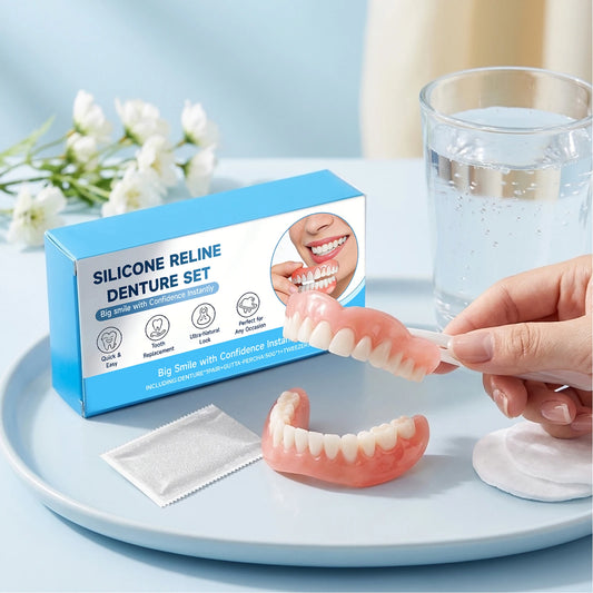 Silicone Reline Denture Set Improve Chewing Safe Fit Higher Stability Comfort Easy Use Daily Denture Maintenance Fake Teeth Kit Peaceful Pleasures Health and Wellness