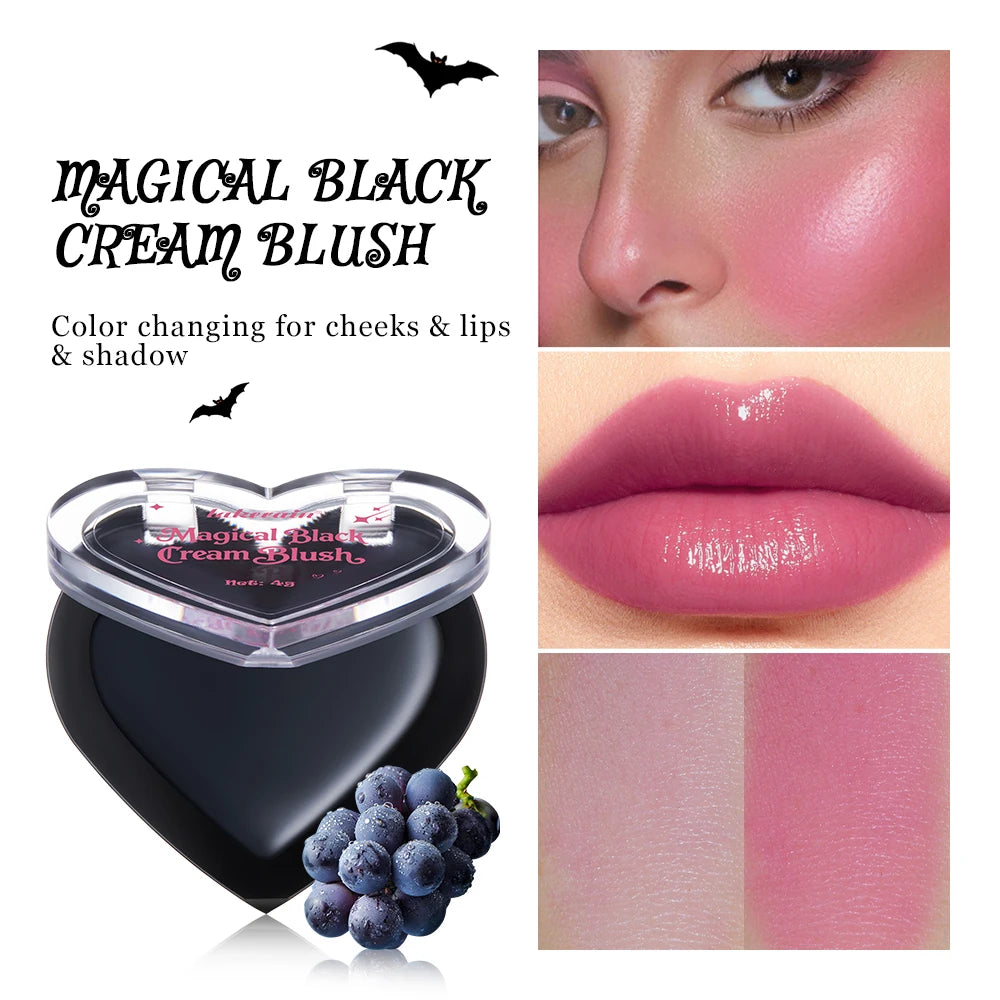 Magic Black Cream Blush PH Color Changing for Cheeks Lips Shadow Beeswax Halloween Cosplay Cosmetics Peaceful Pleasures Health and Wellness