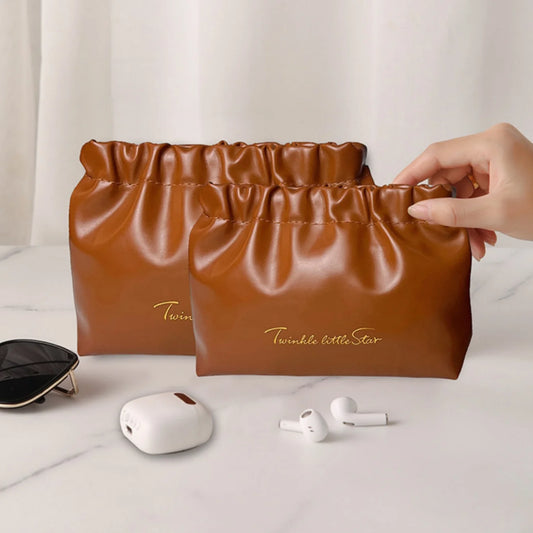 Vegan Leather Travel Makeup Bag | PU Cosmetic Pouch Women Travel Cosmetic Bag Peaceful Pleasures Health and Wellness