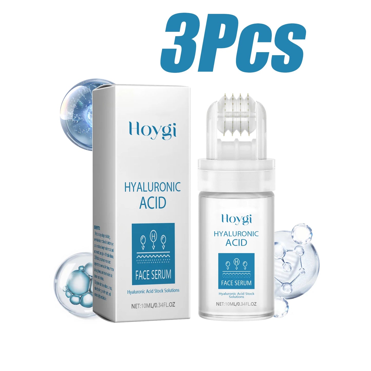 Hyaluronic Acid Microneedle Roller Serum – 0.25mm 64 Pins Peaceful Pleasures Health and Wellness 3 Pcs