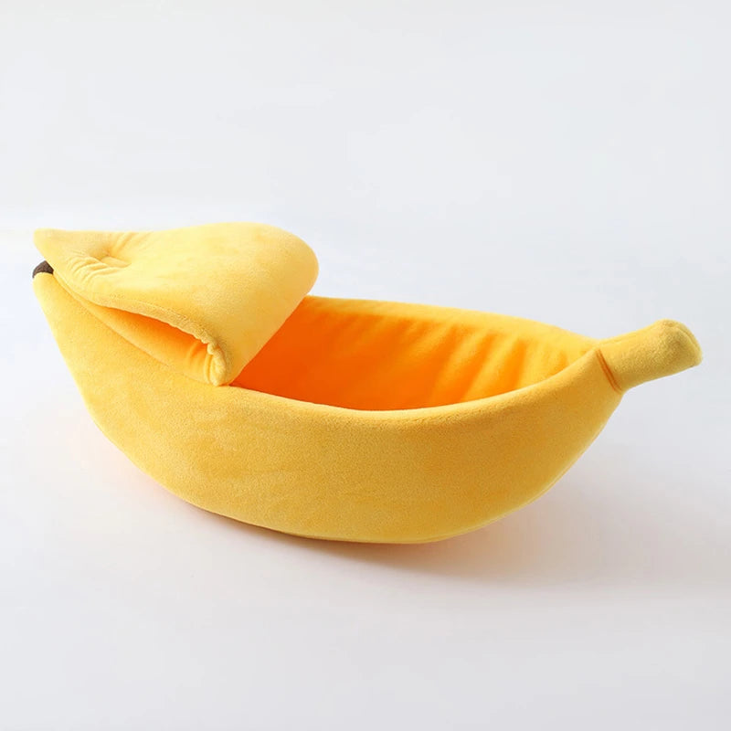Cute Cats Beds Deep Sleep Comfort In Winter Bed Banana Shape for Cat's House Products Pets Creative Indoor Small Cat Dog Beds Peaceful Pleasures Health and Wellness Yellow M