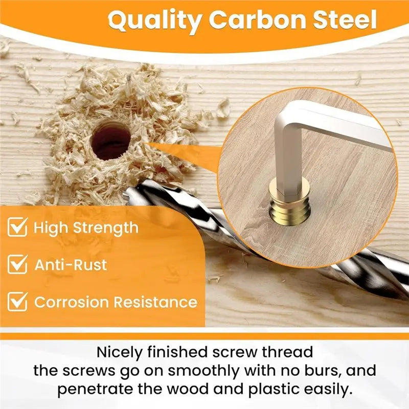 A36T-Furniture Screw Kit 50 Sets 1/4-20 X 19/32" Threaded Insert, Bolt Hex Socket Drive For Wood Assorted Peaceful Pleasures Health and Wellness