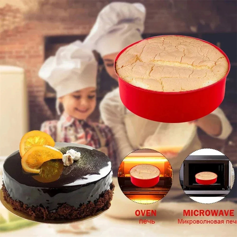 Silicone Round Cake Mold Pan | Nonstick Reusable Baking Tray