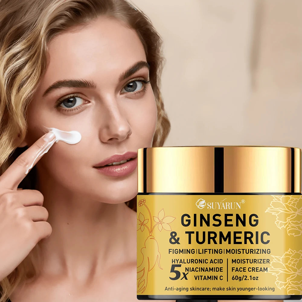 SUYARUN Ginseng Turmeric Face Cream - Anti-Aging Brightening Moisturizer, Natural Skincare for All Skin Types. Peaceful Pleasures Health and Wellness