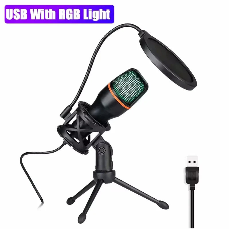 AyeBeau USB RGB Condenser Microphone for PC, Streaming & Gaming