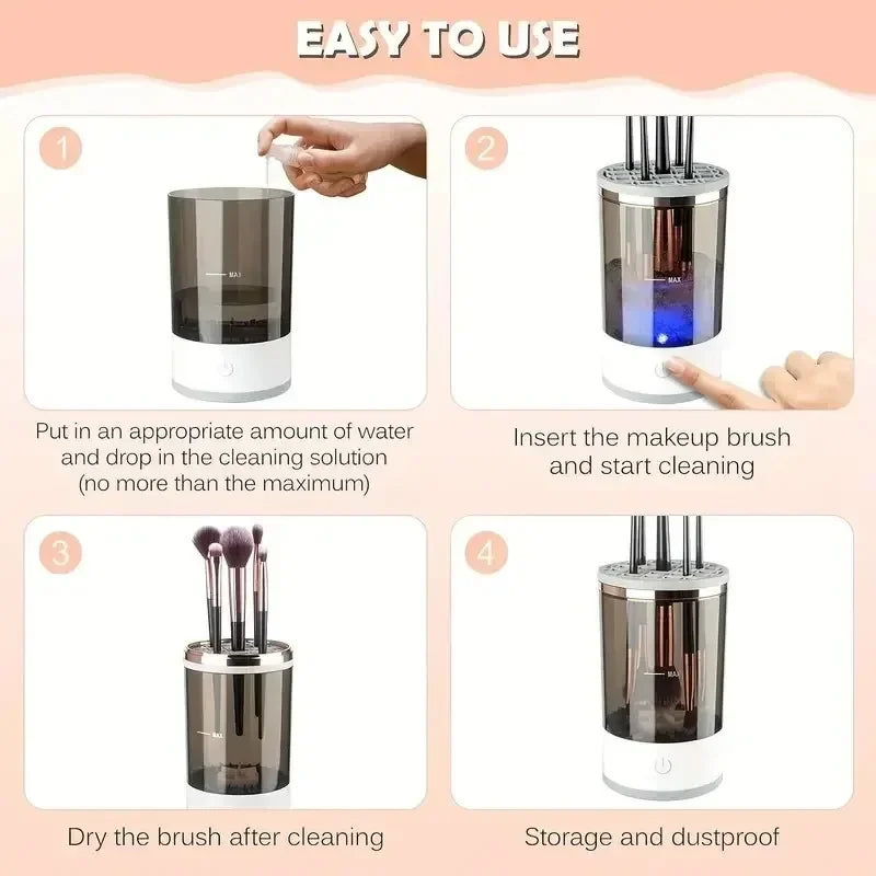 Portable Electric Makeup Brush Cleaner – USB Spinning Dryer