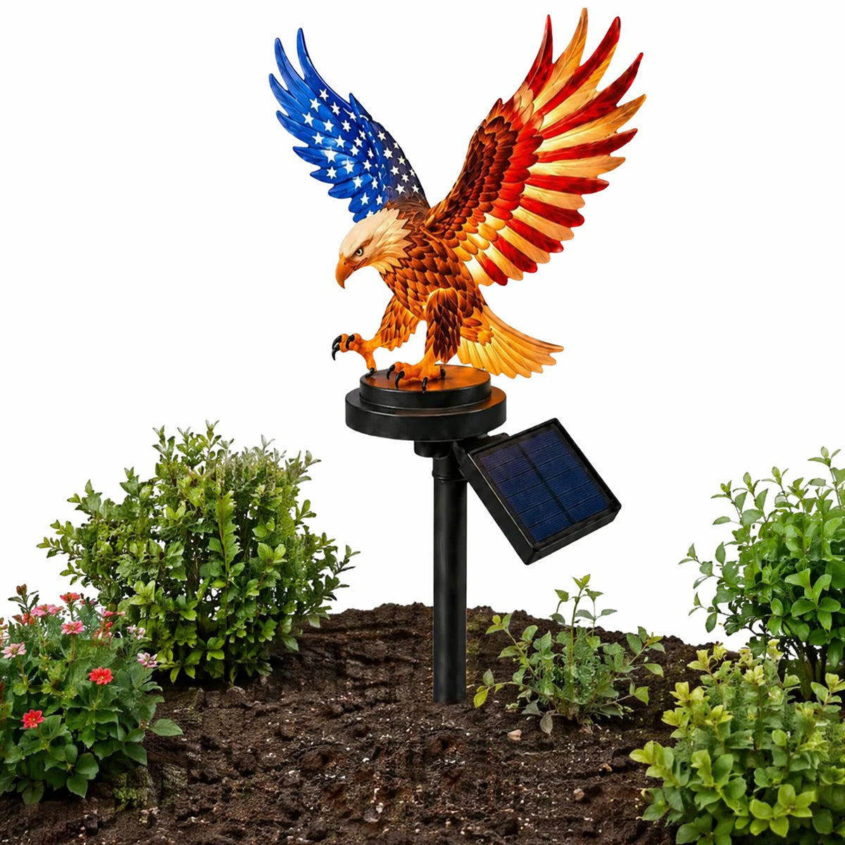 Solar Eagle Garden Light Waterproof Solar Powered Eagle Figurine Stake Lights 4th of July Decoration for Lawn Patio Yard Peaceful Pleasures Health and Wellness