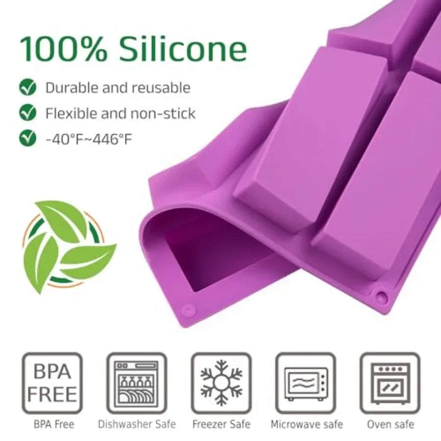8 Cavity Rectangle Silicone Molds for Baking Baking Tools Peaceful Pleasures Health and Wellness