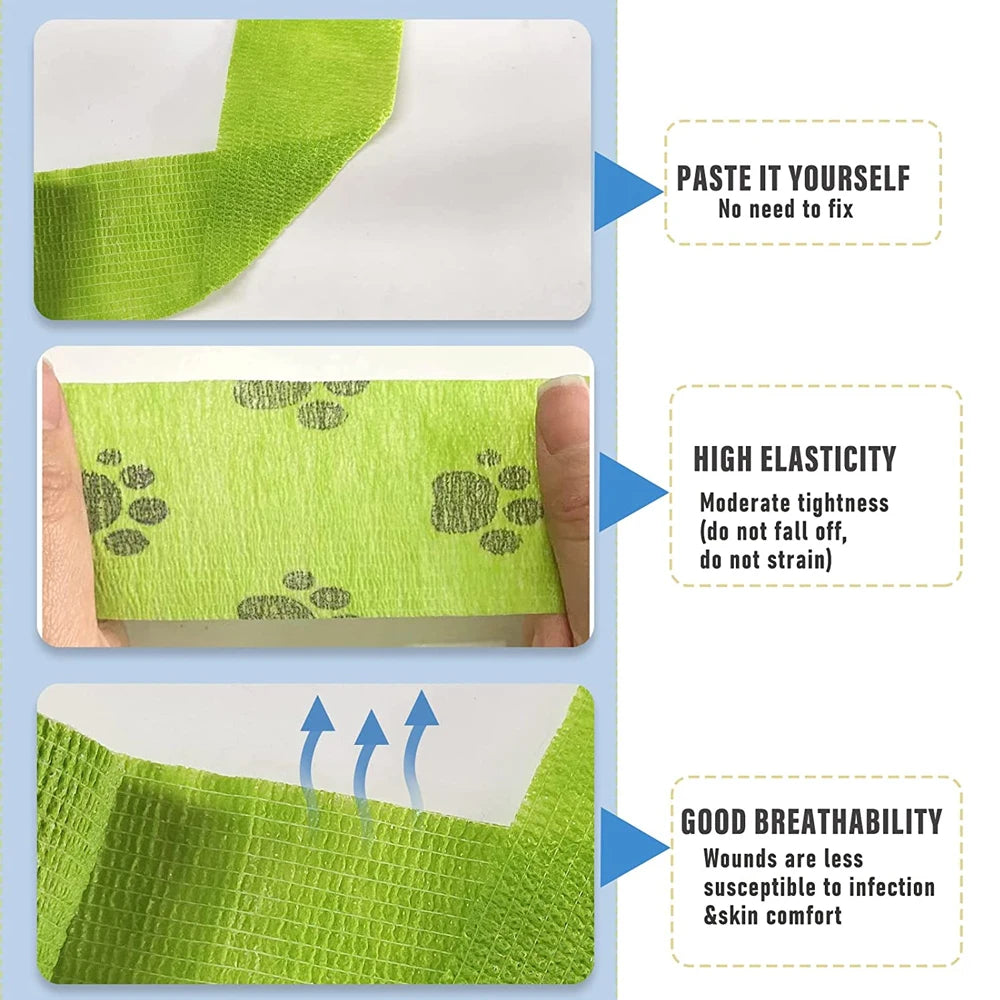 5Pcs/Set 2.5cm Colorful Wide Self Adhesive Bandage Breathable Cohesive Bandage Wrap Roll Elastic Self - Adherent Tape for Sports Peaceful Pleasures Health and Wellness