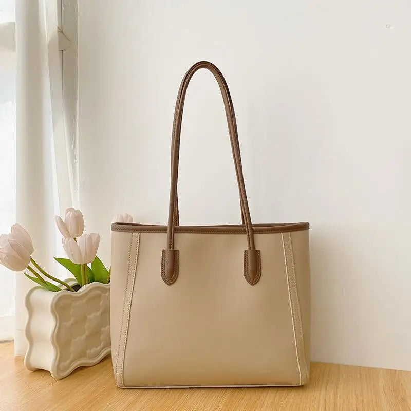 Large Capacity PU Leather Tote Bag – Women's Shoulder Bag