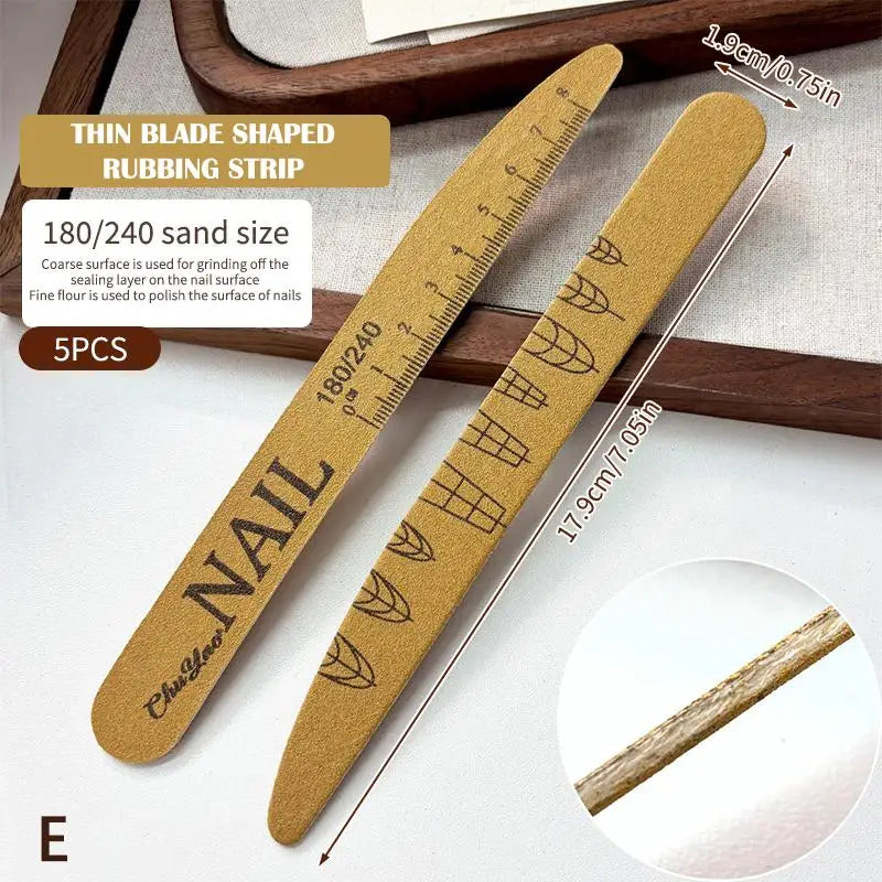 5 Pcs Double-Sided Nail File Set With Scale 100/180 180/240 Grit Washable Ruler Sanding Nail File Durable Nail Sanding Tools Peaceful Pleasures Health and Wellness E