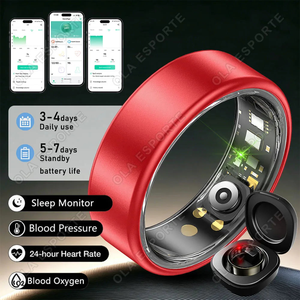 New Smart Ring IP68 Waterproof Heart Rate Blood Oxygen Health Monitor Smartring Take Photo Exercise Record Bluetooth Ring 2026 Peaceful Pleasures Health and Wellness ProRed 9
