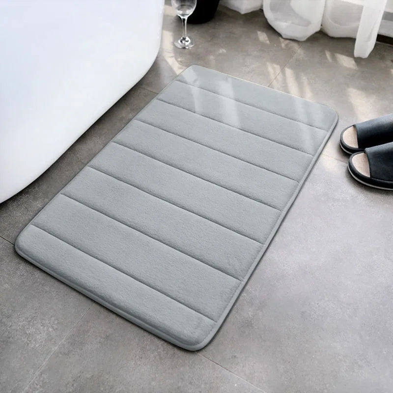 Anti-Slip Coral Velvet Bathroom Mat 60×40cm | Absorbent Rug