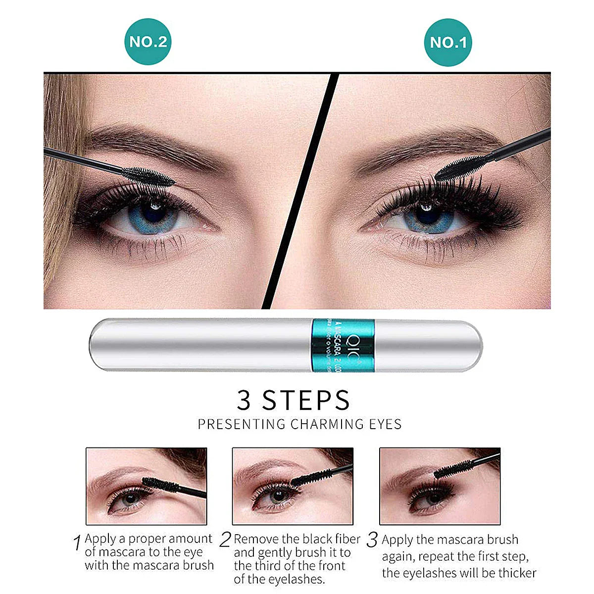 QIC Double-Ended Silk Fiber Mascara – Waterproof & Lengthening