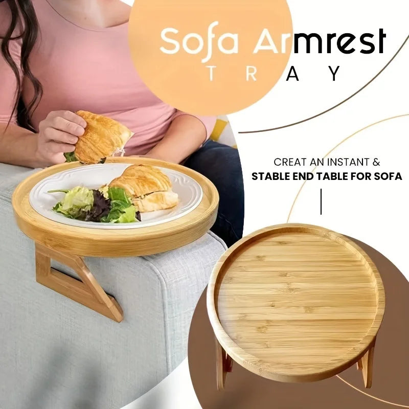 Wooden Clip-On Sofa Armrest Tray | Snacks, Drinks & Remotes