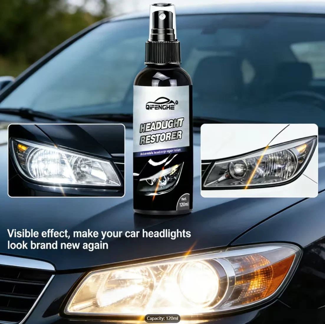Headlight Restorer & Protectant – Clears Faded Yellow Lenses