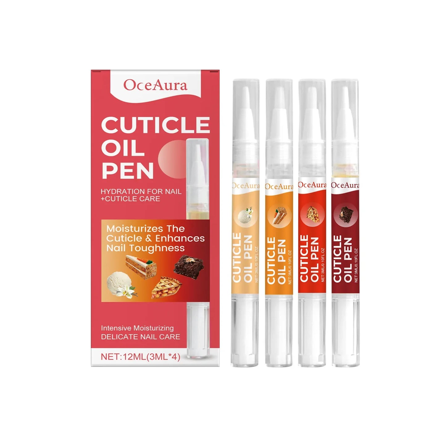 OceAura Nail Cuticle Oil Pen Set – 4-Piece Nourishing Kit