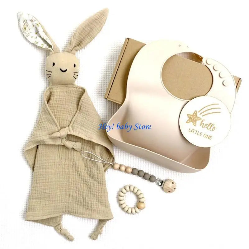 Baby Bath Toy Set – Wooden Rattle Bracelet & Silicone Teether