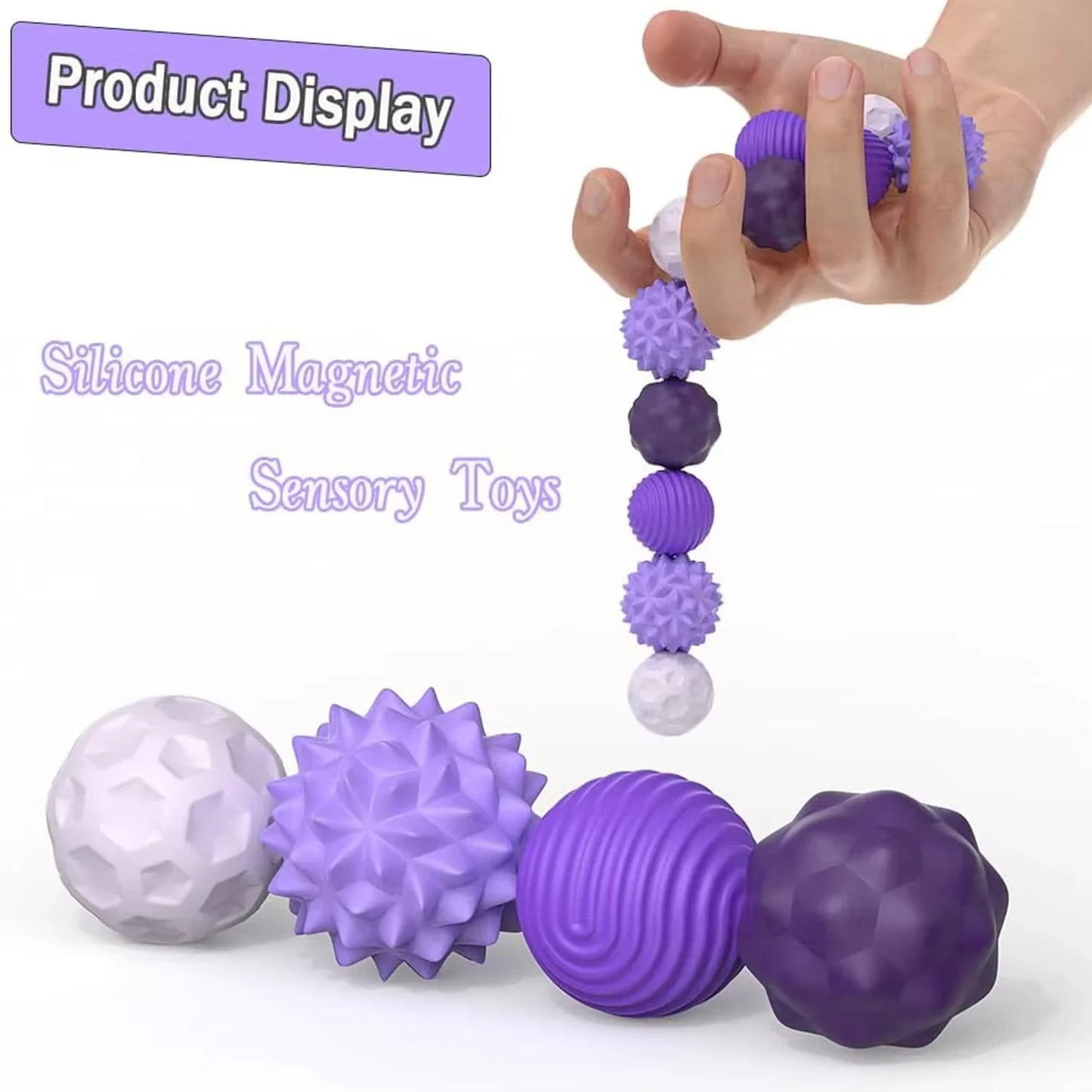 Magnetic Silicone Sensory Balls Worry Balls Autism Calming Fidgeting Toy Fidget Toy Kid Adults Anxiety Relief Stress Sensory Toy Peaceful Pleasures Health and Wellness