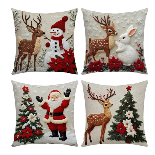 4-Pack Christmas Pillow Covers 17.7" | Festive Holiday Décor Holiday Pillow Covers Peaceful Pleasures Health and Wellness