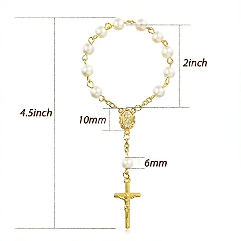 5-Pack Cross Rosary Bracelets | Baptism & Communion Gift Set