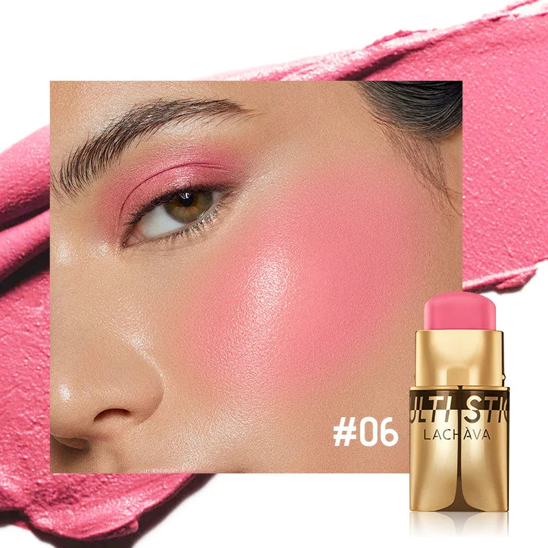 QiBest 3-in-1 Waterproof Blush Stick – Lips, Face & Eyes
