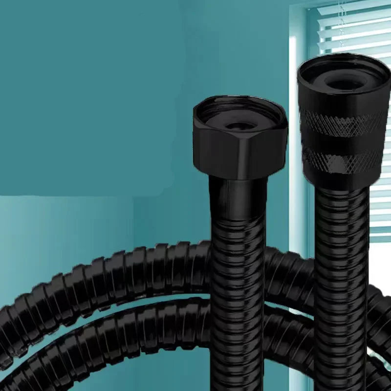 1pcs 1.5M Stainless Steel Black Hose Extension Pipe Bathroom Shower Pipe Extension Pipe Water Pipe Drawer Bathroom Accessories Peaceful Pleasures Health and Wellness