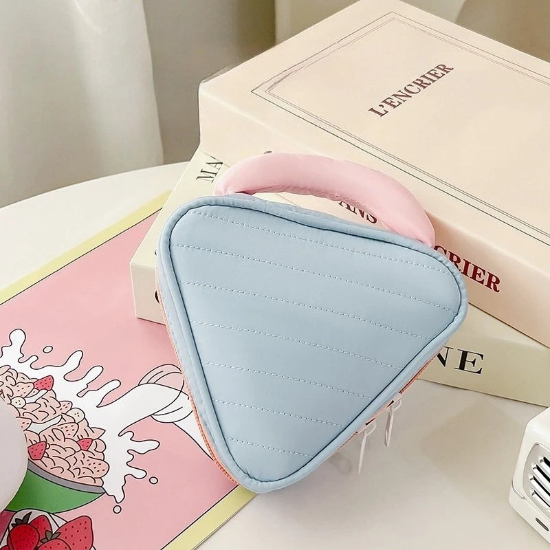 2026 New Beauty Storage Cases Simple Contrast Color Square Triangle Makeup Case Storage Bag Travel Toiletry Bag Cosmetic Bag Peaceful Pleasures Health and Wellness