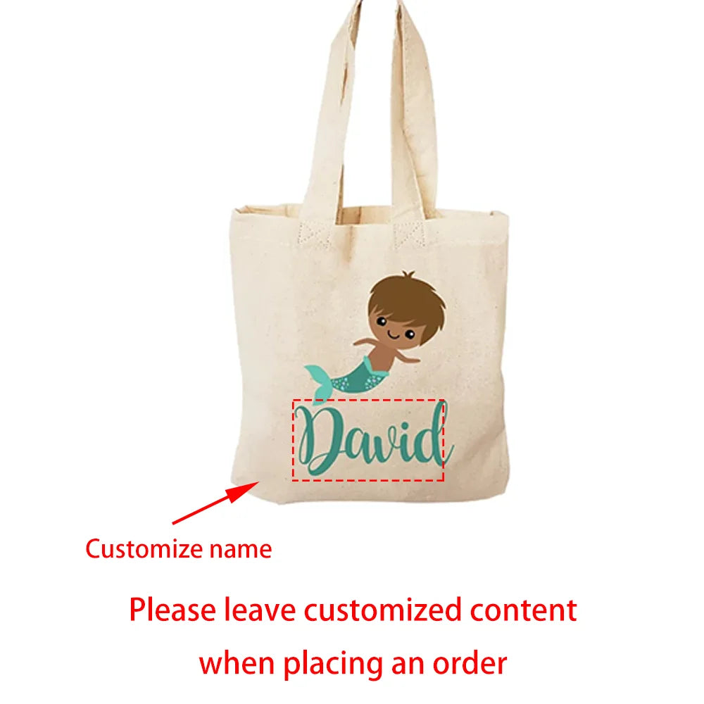 Custom Mermaid Canvas Tote Bags – Party Favors & Gift Bags