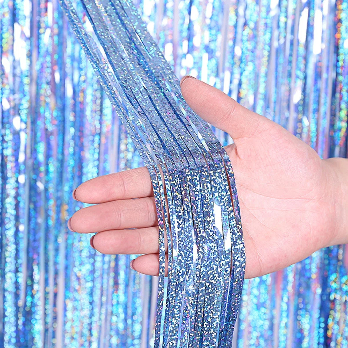Black Gold Tinsel Fringe Curtain Party Backdrop | 1m×2m
