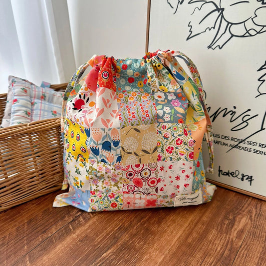 Floral Drawstring Bags Gift Bags Multi-functional Small Objects Storage Bag for Wedding Birthday Party Favors Peaceful Pleasures Health and Wellness