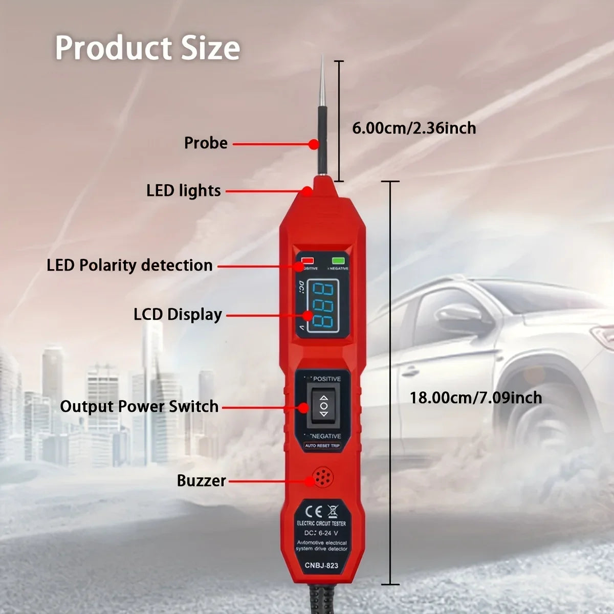 Smart Car Circuit Tester 823, with Led Voltage Display - USB Powered, Compatible with 3.5-36V Dc Vehicles Peaceful Pleasures Health and Wellness