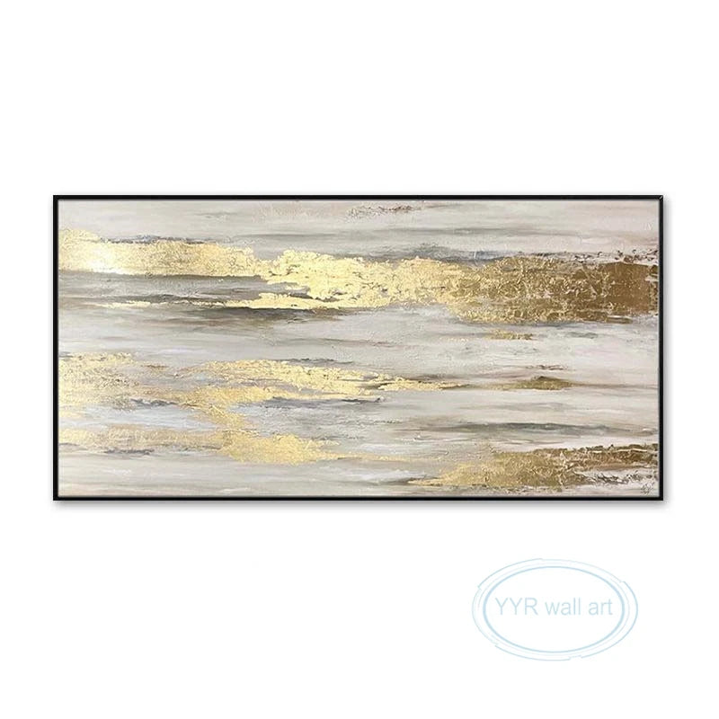 High Quality Abstract Gold Foil Handmade Oil Painting Modern Wall Art Canvas Poster Bedroom Living Room Sofa Decoration Salon Peaceful Pleasures Health and Wellness No frame 60cmx90cm
