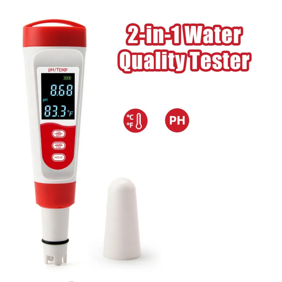 New PH Temperature Water Quality Tester For Pool, Aquarium, Hot Spring, Drinking LED Display Monitor Testing Pen Peaceful Pleasures Health and Wellness